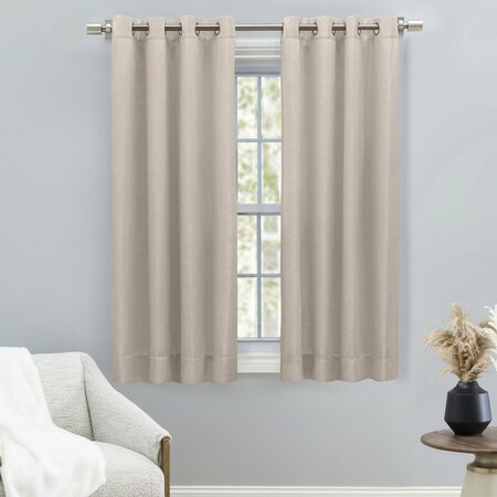 RICARDO Ricardo Grasscloth Lined Grommet Curtain Panel with Wand 04700-79-054-11
